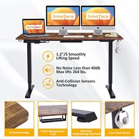 Bureau debout ergonomique en bois d'érable blanc avec double moteur électrique, table motorisée à hauteur réglable