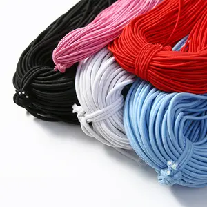 Vente en gros de cordon élastique coloré de 2mm 2.5mm 3mm corde élastique ronde corde élastique tressée