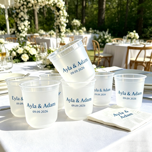 Vasos de Plástico Desechables PET de Grado Alimenticio de 14oz y 16oz con Tapas, Vasos de Plástico Transparentes Ligeros con Tapa Plana para Bodas, con Logotipo Personalizado - Product Image 1