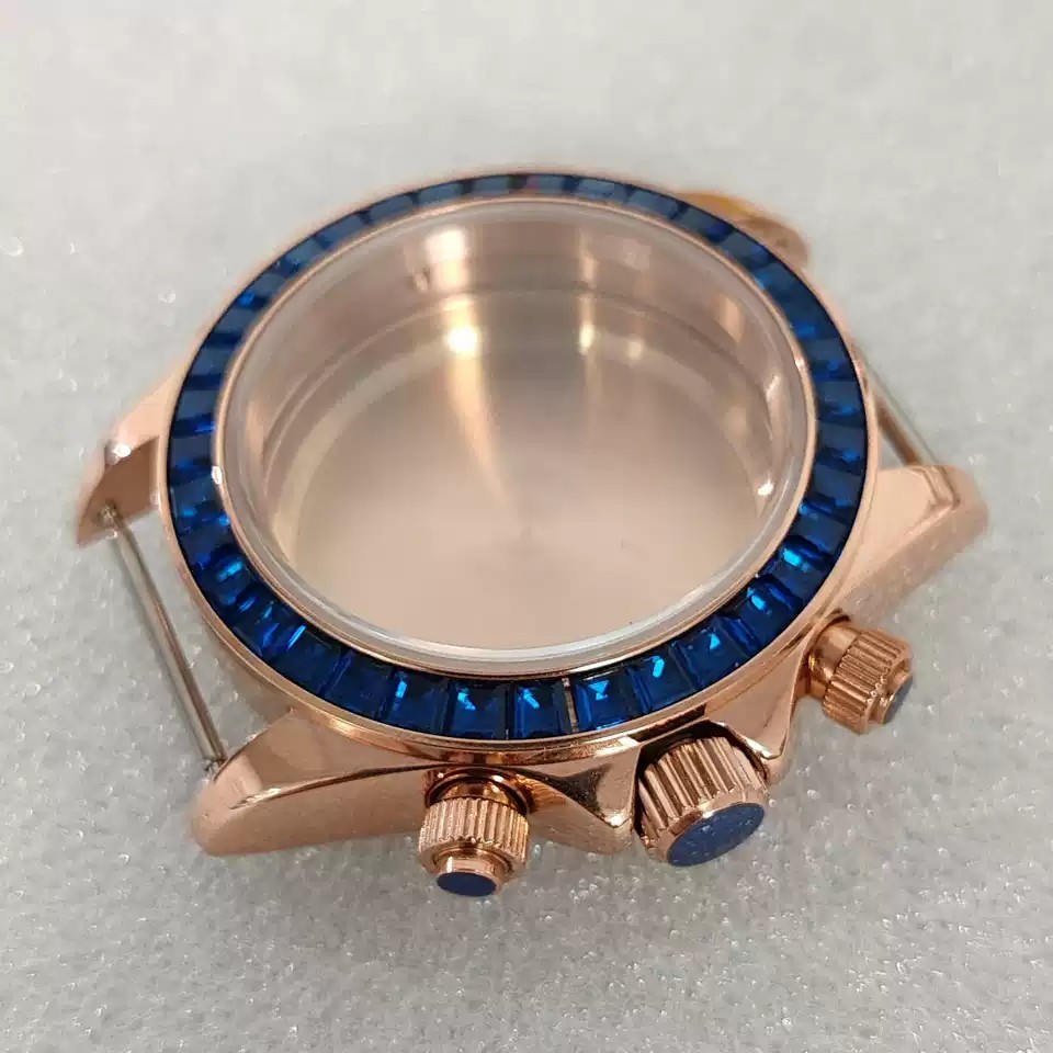 39mm Gold/rose Gold Stainless Steel Watch Case for VK63 Movement