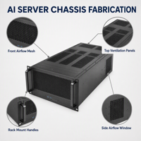 Boîtier de serveur GPU 4U noir personnalisé TZR, en tôle thermolaquée, montable en rack, OEM ODM pour l'entraînement IA et les clusters HPC