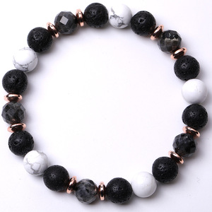 Bracelet perlé 8 mm en <span class=keywords><strong>pierre</strong></span> <span class=keywords><strong>de</strong></span> <span class=keywords><strong>lave</strong></span> noire scintillante, fait main, pour hommes et femmes – Vente chaude - Product Image 1