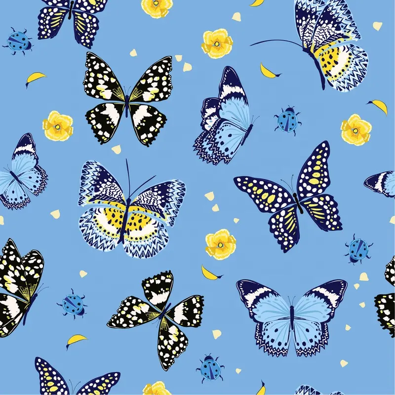 100% Rayon Fabric Fonesun-ra672 Butterfly Pattern Digital Printing Dress Shirt Satin Fabric Woven Home Textile Trousers Garment