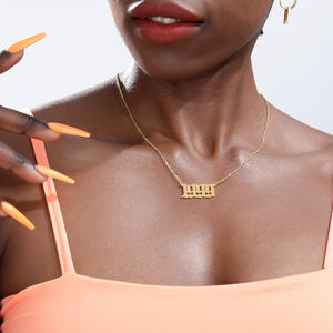 Usine Cadeau D'anniversaire En Acier Inoxydable Or 18K Année 1980 ~ 2025 Pendentif Chaîne Collier Année De Naissance Charme Collier pour Femmes - Product Image 5