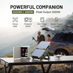 Stazione di Alimentazione <span class=keywords><strong>AC</strong></span> 1600W (Picco 3200W) con Batteria LiFePO4 da 1024Wh, Pannello Solare Integrato, Generatore USB-C PD 100W - Product Image 3