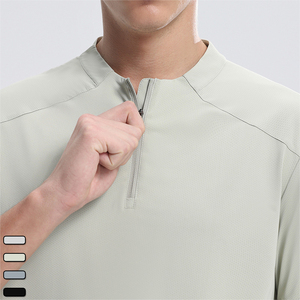 Người Đàn Ông Của Mùa Hè <span class=keywords><strong>T</strong></span>ập Thể Dục <span class=keywords><strong>T</strong></span>-Shirt Nhanh Khô Giản Dị Đứng Cổ Áo Nửa <span class=keywords><strong>Zip</strong></span> Mô Hình Rắn 180 Gram Trọng Lượng Cho Chạy Đào <span class=keywords><strong>T</strong></span>ạo Thể Thao - Product Image 6
