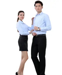 थोक कस्टम लांग फुल आस्तीन कपास पुरुषों और महिलाओं औपचारिक पोशाक कार्यालय शर्ट वर्दी