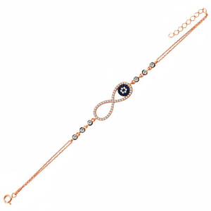 <b>Rose</b> Gold P. 925K Sterling Silver <b>Infinity</b> Evil Eye Bracelet BSBL061 - Product Image 2