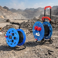 Enrouleur de câble industriel longue portée 50m, 4 prises 220V, multiprise avec protection thermique, alimentation verticale robuste