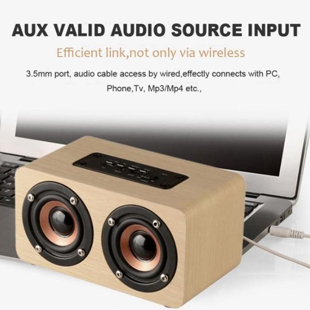 Genuine K5 Wood  Speaker 6W BT5.0 1200mAh Dual Driver AUX TF Card 6-10H Play