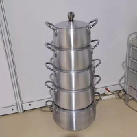 Ensemble de 10 casseroles en aluminium de différentes tailles avec couvercle et double poignée, kit d'ustensiles de cuisine pour la maison