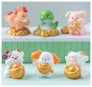 Toptan Mini Sevimli Dini Peri Ejderha Figürleri Reçine El Boyaması 3D Çin Zodyak Hatıra Heykeli Oyuncaklar - Product Image 3