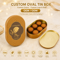 Boîte en étain ovale personnalisée avec motif treillis et étiquette nuage pour gâteau de lune du Festival de la Lune, logo personnalisé OEM ODM, faible MOQ