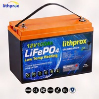 Batterie LiFePO4 12V 100AH chauffée pour basses températures, avec RS485 et connecteur Anderson, pour chariots de golf, alimentation compacte pour charges lourdes par temps froid