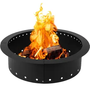 Smokeless Outdoor Corten Steel Fire Pit Ring Clean Burning Fire Pit Liner Halo With Pre-Drilled Holes For Max Airflow