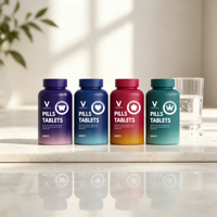 Vente en gros usine – Bouteille capsule dégradée mate de 200 ml avec boîte personnalisée, conteneur à étiquette privée pour médicaments et vitamines