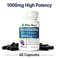 Longevity Wellness Resveratrol Rode Wijn Extract Capsule Voedingssupplement Antioxidanten Ondersteuning Druivenpitextract 60 Capsules