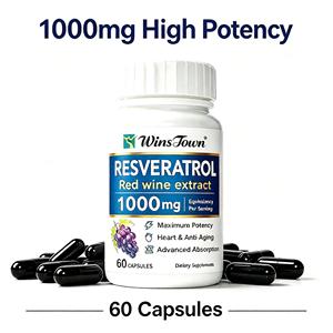 Cápsulas de Extracto de Vino Tinto con Resveratrol para la Longevidad y el Bienestar, Suplemento Dietético Antioxidante, Extracto de Semilla de Uva, 60 Cápsulas - Product Image 1