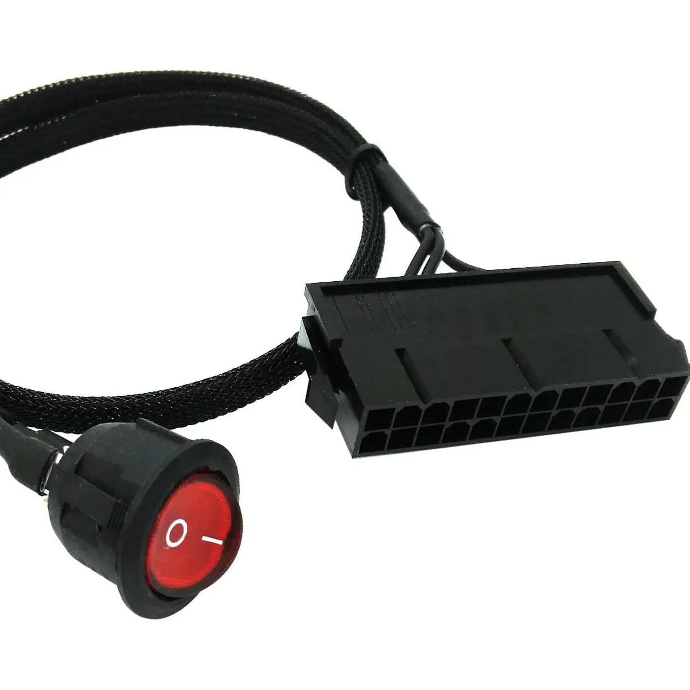 24 Pin ATX LED rojo Interruptor de encendido/apagado Puente de puente Adaptador Cable trenzado