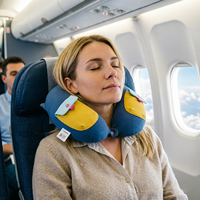 Oreiller de voyage OEM en mousse à mémoire de forme à col en U, motif dessin animé, avec sangle d'épaule détachable, portable et support cervical pour la nuque