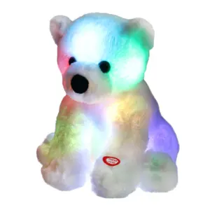 Bstaofy Light up White LED Teddy Bear Animal de peluche Juguete de peluche suave Brilla en la noche Cumpleaños San Valentín para niños pequeños, 8''