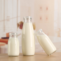 Bouteilles en verre transparentes vides en gros pour lait, boissons, café, jus, bouteilles de stockage rechargeables, personnalisables avec col à vis et col serti
