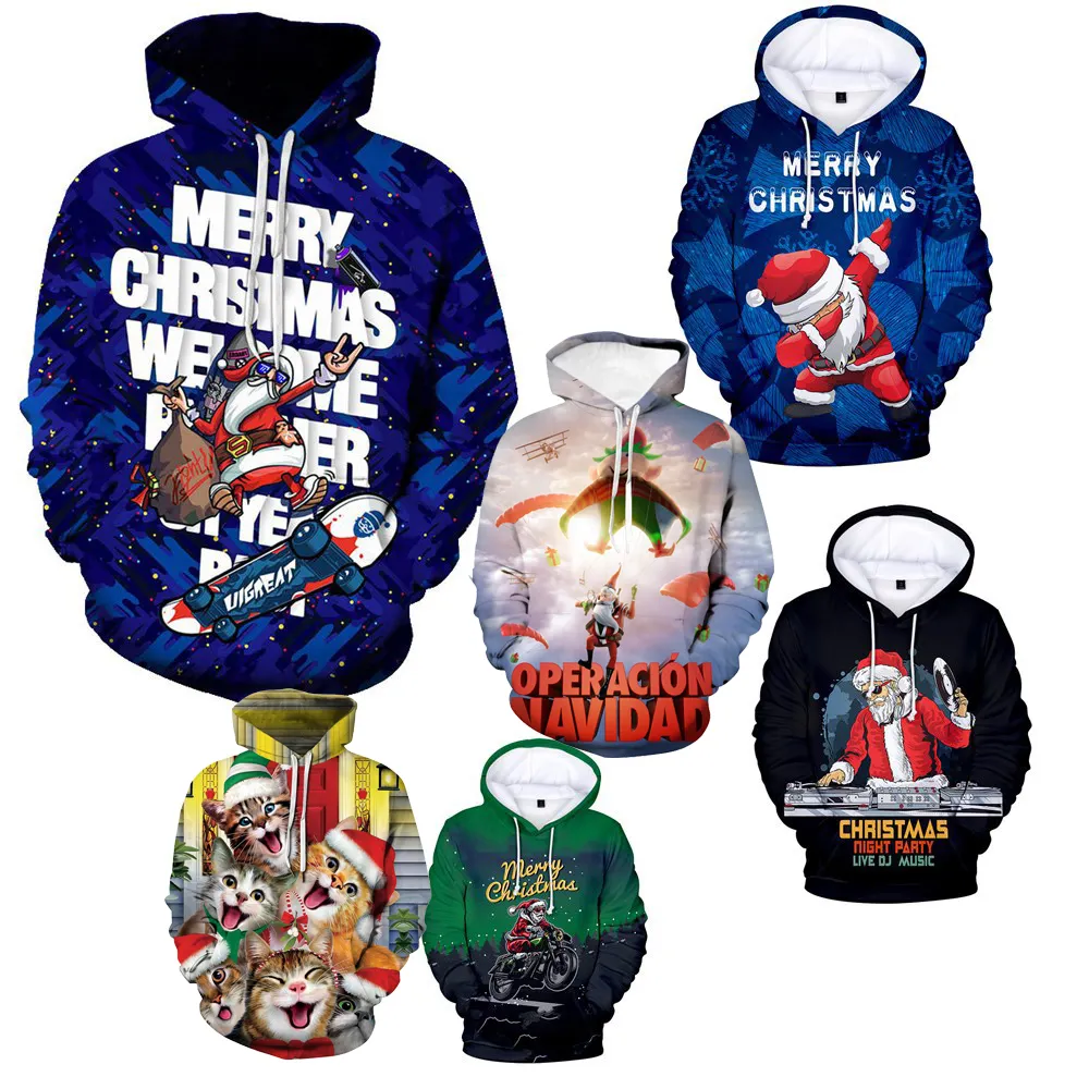 EVERTOP OEM Hoddies Christmas Polyester Hoodie For Sublimation Blank Mens Oversized 3d Custom Print All Over Hoodie Streetwear