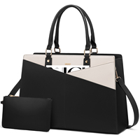 LOVEVOOK 2026 Sac fourre-tout de luxe 2 pièces pour ordinateur portable 15,6-17 pouces en cuir PU, sac à main et sac à bandoulière pour femmes, idéal pour le bureau et les voyages