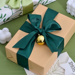 Grosir Pabrik 2.5cm wajah tunggal 50 yard menghias pohon Natal pita Satin warna Solid untuk acara pernikahan Natal - Product Image 6