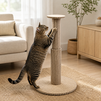 Tour à gratter pour chat en feutre de liège écologique et durable, à double colonne, avec base, design moderne minimaliste à rayures verticales