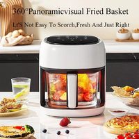 Friteuse à air avec panier en verre transparent de 4,5 L, écran tactile LCD, cuisson rapide et facile pour toute la famille