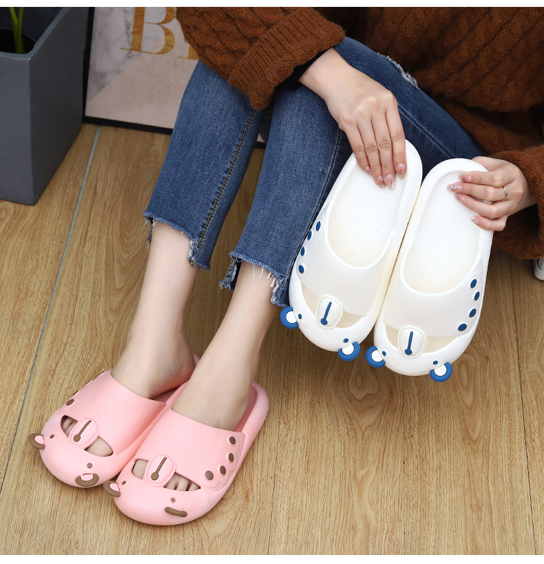 Baotou Half Slippers Women Cute Thick Soled Slides Indoor Soft Non-slip Bathroom Slippers