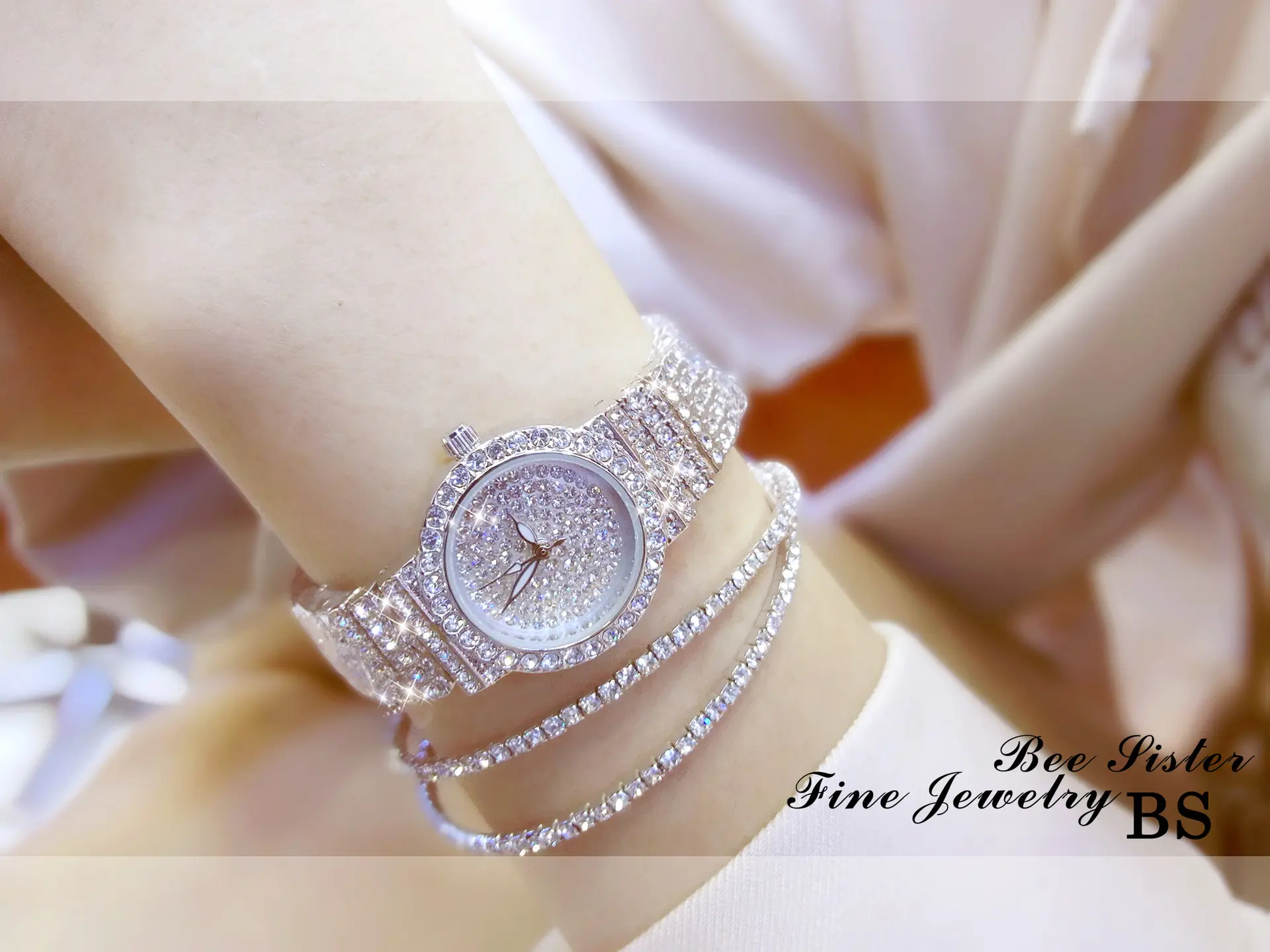 BS-pulsera deportiva de ocio para mujer, reloj de cuarzo con diamantes