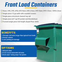 Conteneur à déchets industriel mobile pour chariot élévateur, benne à déchets à levage frontal avec couvercle en plastique, marque Yingxin, modèle 4 yards, garantie 3 ans