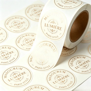 Etiqueta adhesiva redonda personalizada con logotipo, etiqueta de envío térmica directa de 50 mm, adhesivo de vinilo impermeable decorativo para tela - Product Image 1