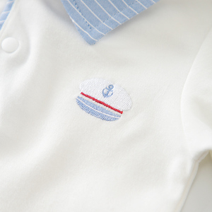 Combinaison bébé garçon 100% coton à manches longues, style <span class=keywords><strong>marin</strong></span>, tenue preppy pour nouveau-né, vêtements une pièce - Product Image 3