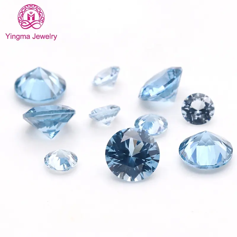 All sizes 3mm to 8mm artificial gems wax setting 106# spinel round shape blue loose synthetic spinel stones for jewelry making