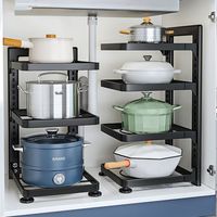 Étagère de rangement réglable en acier au carbone pour casseroles et poêles, type sur pied, pour cuisine domestique et commerciale