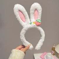 Bandeau en tissu peluche oreilles de lapin pour femme, style japonais et coréen, mignon, avec nœud et motif à carreaux, idéal pour le lavage du visage, le soin et le maquillage en hiver