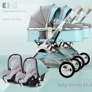 <span class=keywords><strong>Poussette</strong></span> double pour bébés jumeaux avec deux sièges et <span class=keywords><strong>poussette</strong></span> chauffante pour <span class=keywords><strong>voiture</strong></span> avec canope chargée - Product Image 5