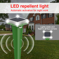 Répulsif Solaire Ultrasonique Étanche IP68 Contre les Taupes et Serpents pour Jardins Extérieurs à Insertion