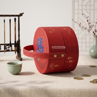 Fabrication de coffrets à thé en carton de qualité supérieure avec logo personnalisé, emballage de luxe, boîte cadeau ronde avec poignée en cuir