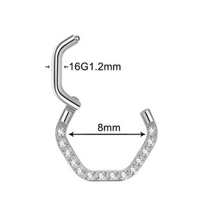 Moda implante grado titanio alta calidad precisión con bisagras hexágono segmento anillo nariz tabique <span class=keywords><strong>Piercings</strong></span> con circón - Product Image 2