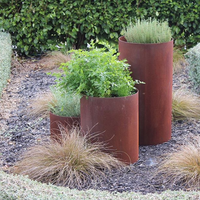 Jardinière cylindrique en acier corten sur mesure, grand pot à plantes rond en métal pour patio, jardin, véranda, décoration extérieure