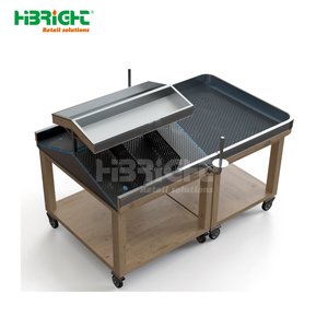 Exhibidor de Vegetales de Acero Inoxidable Personalizado, Estante Móvil para Productos de Supermercado, Góndola de Doble Cara para Comercialización Minorista - Product Image 4