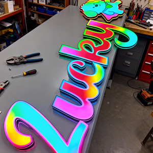 Insegna <span class=keywords><strong>LED</strong></span> RGB Personalizzata con Lettere 3D <span class=keywords><strong>in</strong></span> Acrilico Illuminata Frontalmente per Pubblicità Aziendale - Product Image 6