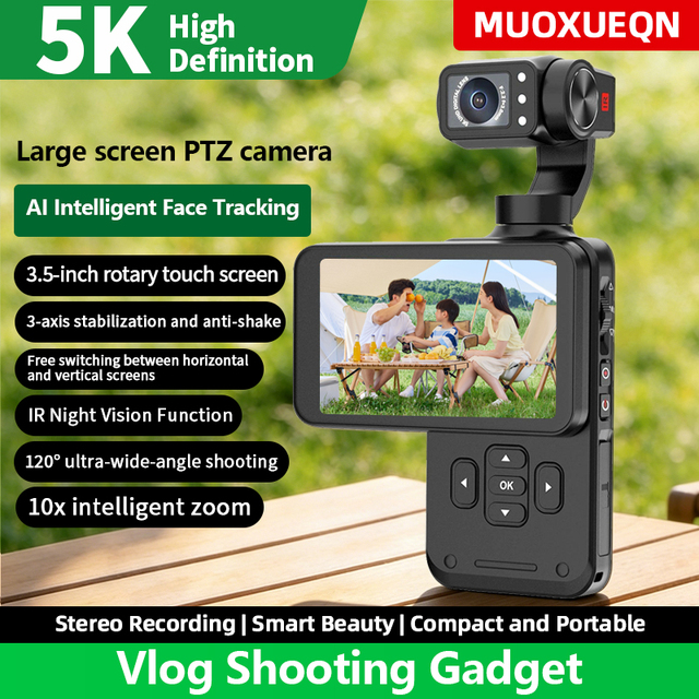 M5 Handheld Gimbal Pocket Camera 20MP HD Anti-Shake Long Battery Life Travel Vlog Portable Camcorder Wireless Remote Control
