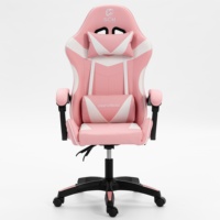 Chaise de jeu de course pivotante en cuir PU, appui-tête réglable, repose-pieds, dossier haut ergonomique, rotation à 360 degrés, lumières LED RGB