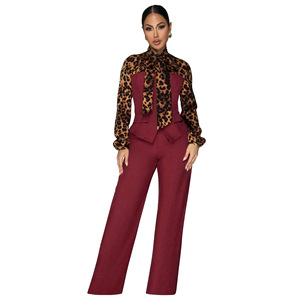 2026 donna si adatta ai blazer e pantaloni <span class=keywords><strong>da</strong></span> donna in tinta unita con Patchwork di ghepardo e due pezzi Set abito formale Chic <span class=keywords><strong>da</strong></span> <span class=keywords><strong>ufficio</strong></span> abiti Casual - Product Image 3