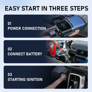 Garantie de qualité Démarreur de voiture avec pompe à <span class=keywords><strong>compresseur</strong></span> d'air Gonfleur de <span class=keywords><strong>pneu</strong></span> 10400mah avec écran LCD Lumière LED - Product Image 5